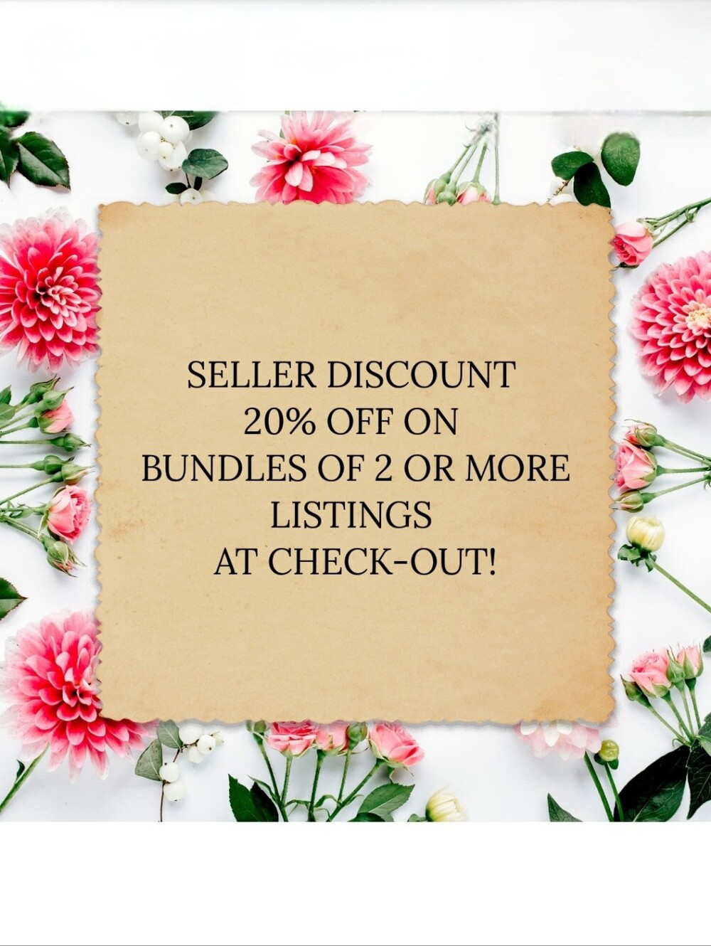 🔥🔥SELLER DISCOUNT 20% OFF ON BUNDLES OF 2 OR MORE LISTINGS!!🔥🔥